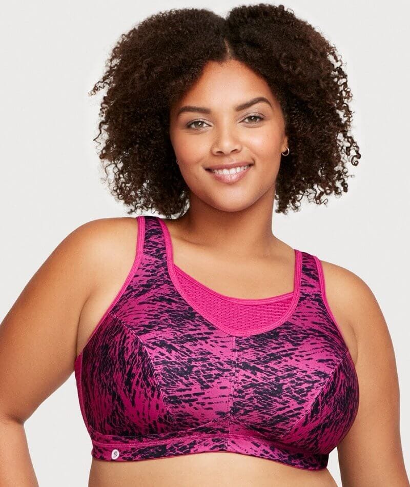 Glamorise No-Bounce Camisole Elite Wire-Free Sports Bra - Fuchsia Print - Image 5