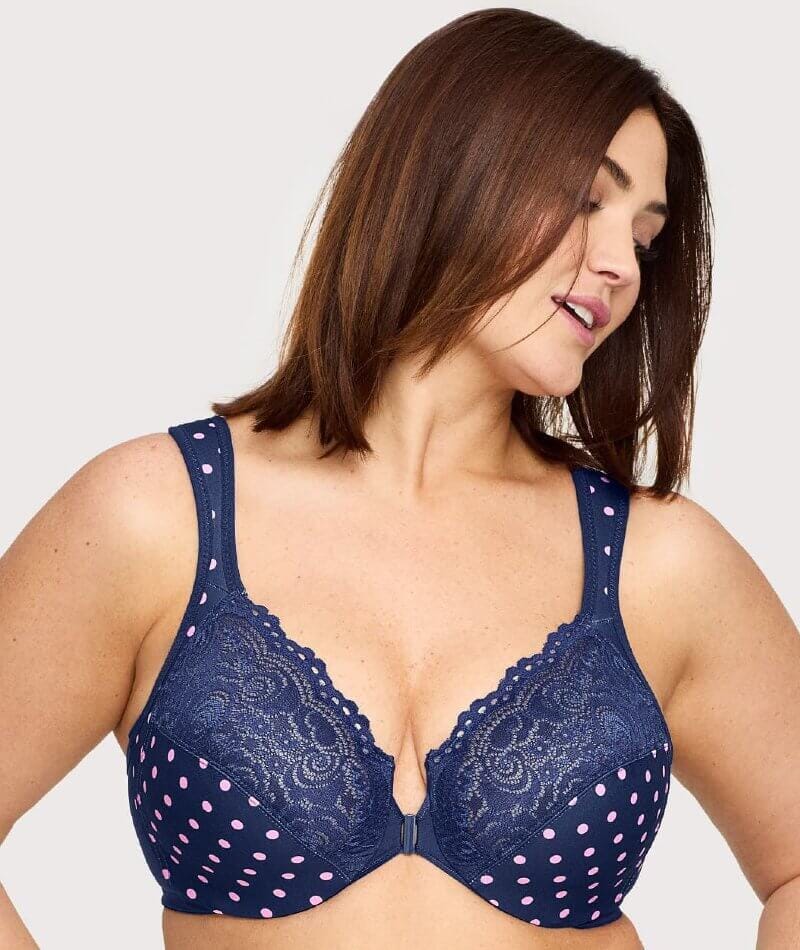Glamorise WonderWire Front-Closure Bra - Navy Print - Image 3
