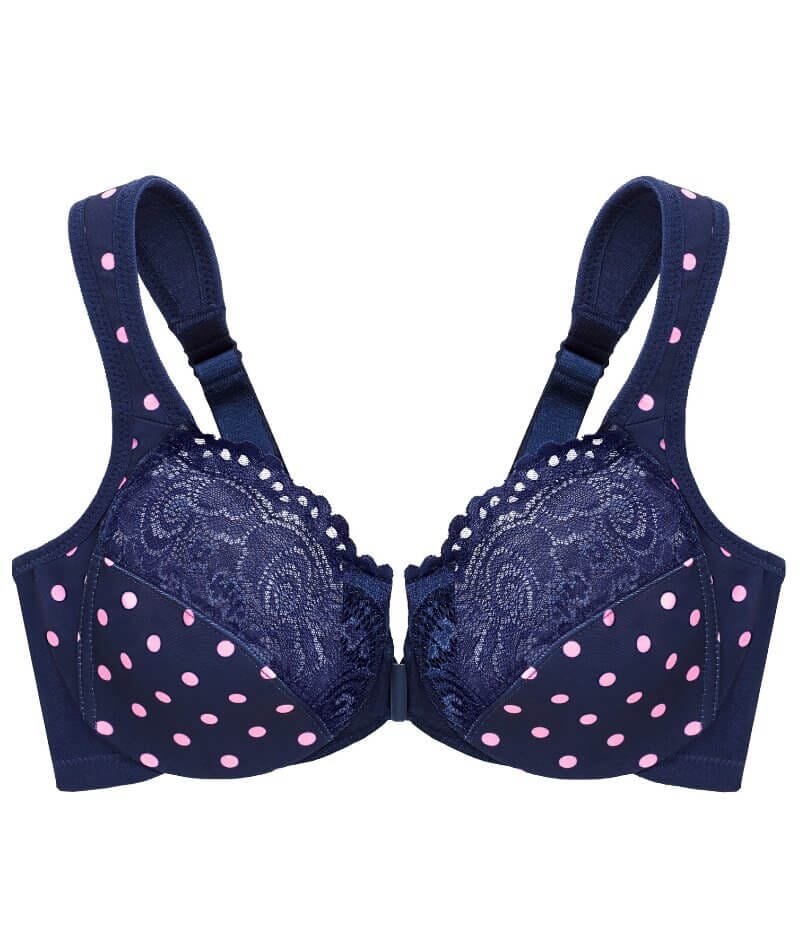Glamorise WonderWire Front-Closure Bra - Navy Print - Image 6