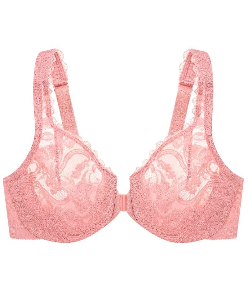 Glamorise WonderWire Front-Closure Stretch Lace Bra - Apricot - Image 5