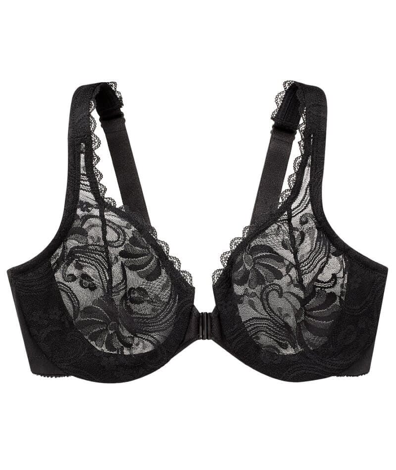 Glamorise WonderWire Front-Closure Stretch Lace Bra - Black - Image 5