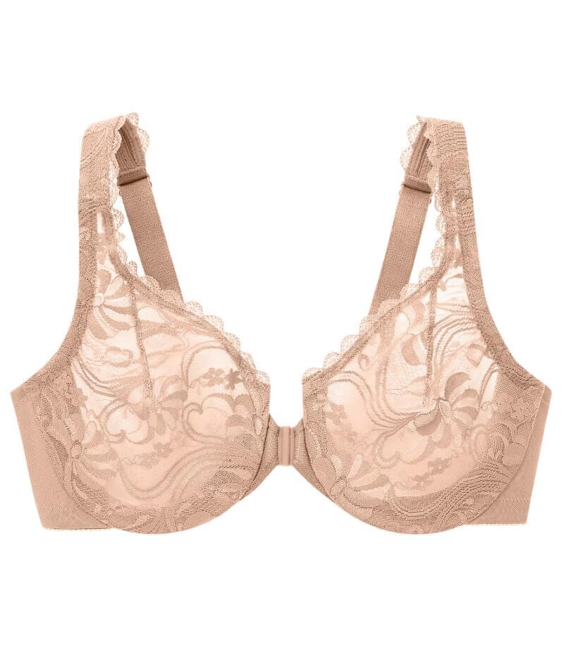 Glamorise WonderWire Front-Closure Stretch Lace Bra - Cafe - Image 7