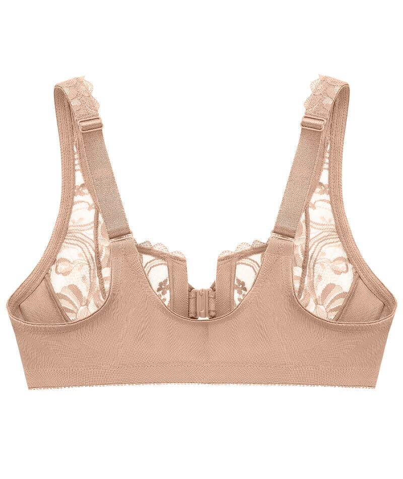 Glamorise WonderWire Front-Closure Stretch Lace Bra - Cafe - Image 8