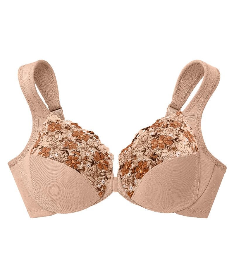 Glamorise WonderWire Front-Closure Bra - Cafe Print - Image 5