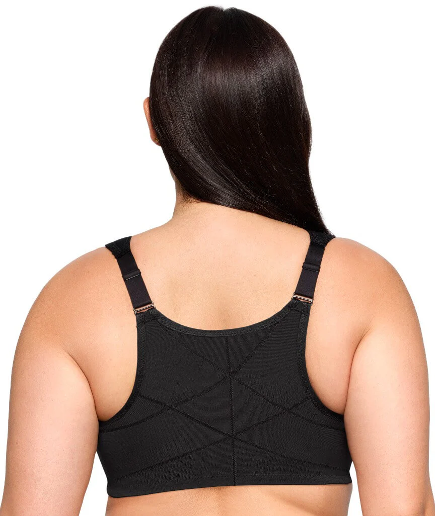 Glamorise WonderWire Front-Closure Posture Back Lace Bra - Black - Image 2