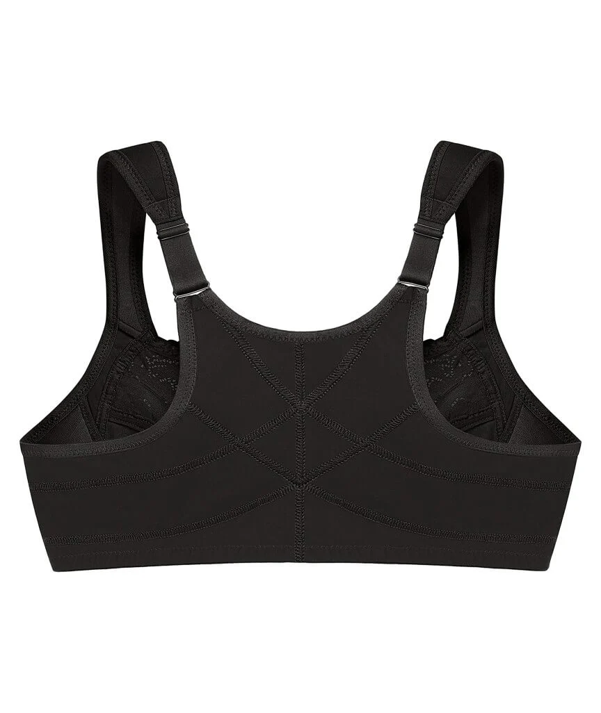 Glamorise WonderWire Front-Closure Posture Back Lace Bra - Black - Image 5