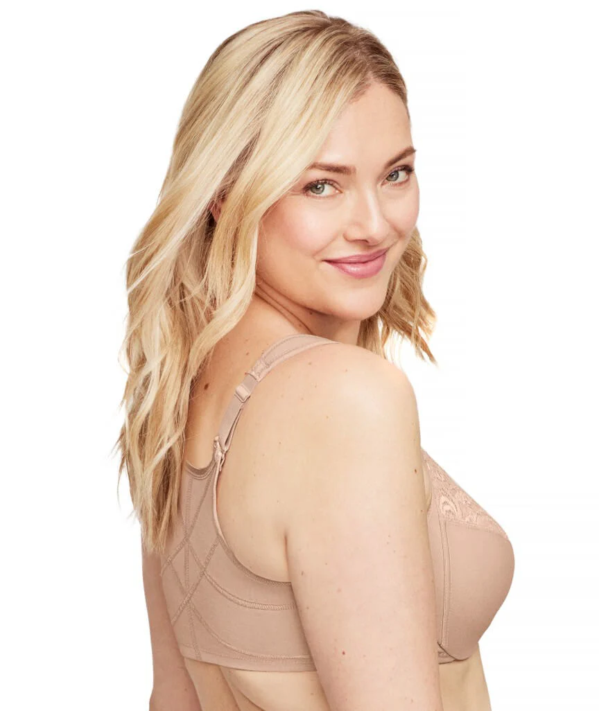 Glamorise WonderWire Front-Closure Posture Back Lace Bra - Cafe - Image 3