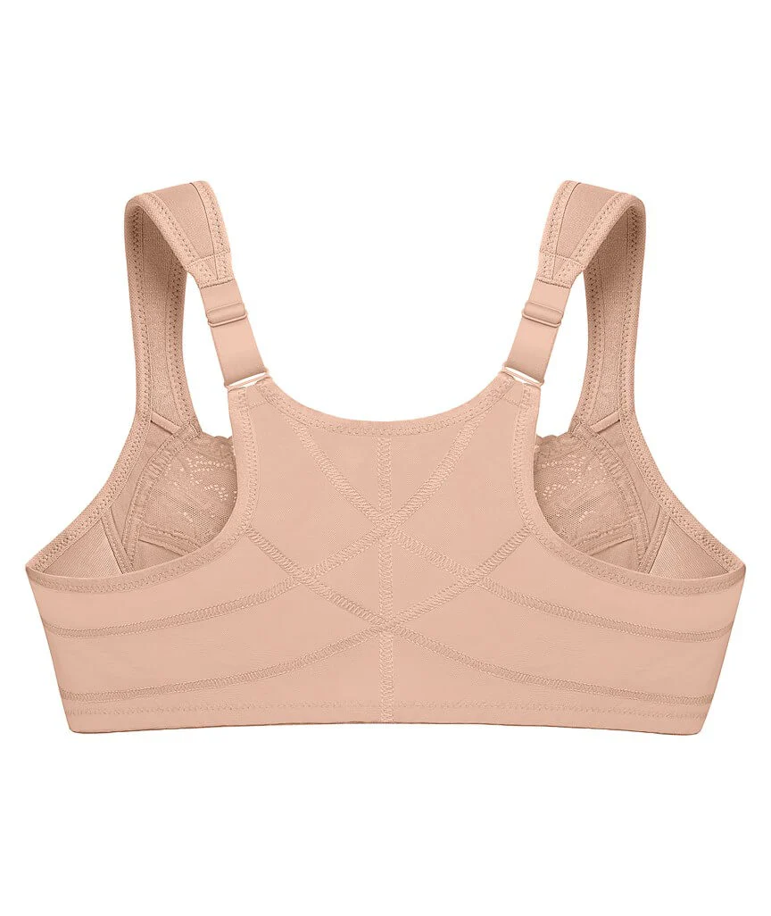 Glamorise WonderWire Front-Closure Posture Back Lace Bra - Cafe - Image 5