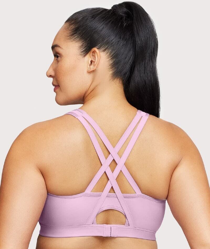Glamorise Zip Up Front-Closure Wire-Free Sports Bra - Lavender - Image 2