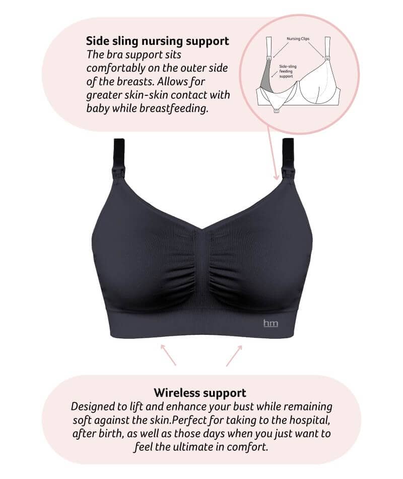 Hotmilk My Necessity Seamless Regular Fit Maternity & Nursing Wire-Free Bra - Black - Image 5