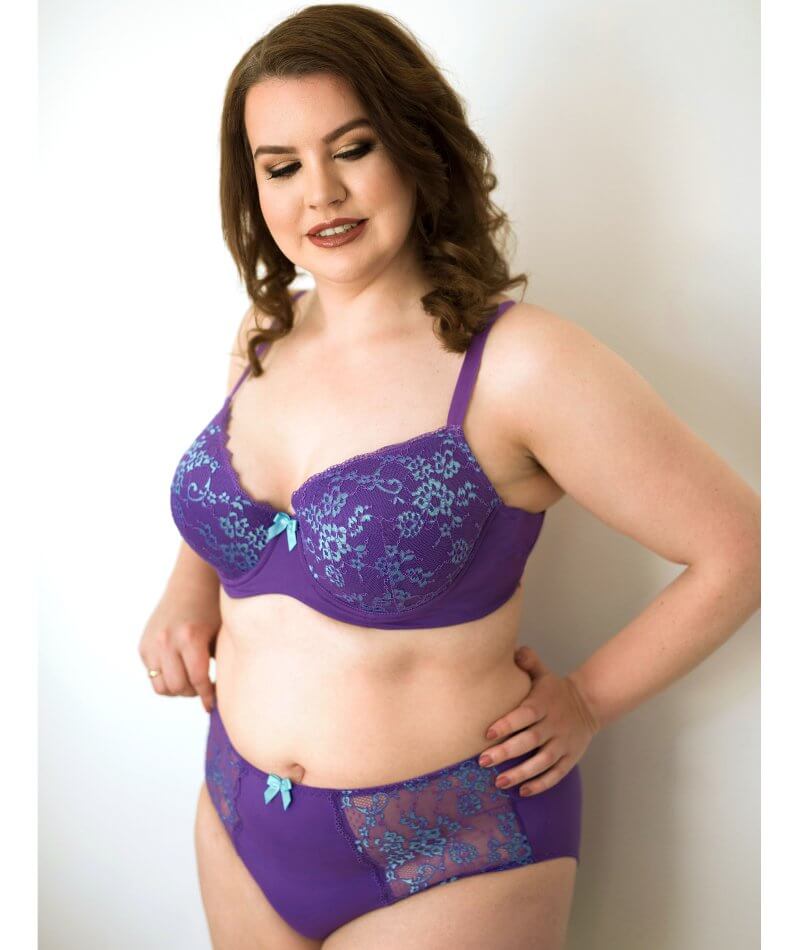 Lady Emprezz Frenchie High Waist Brief - Purple/Aqua - Image 8
