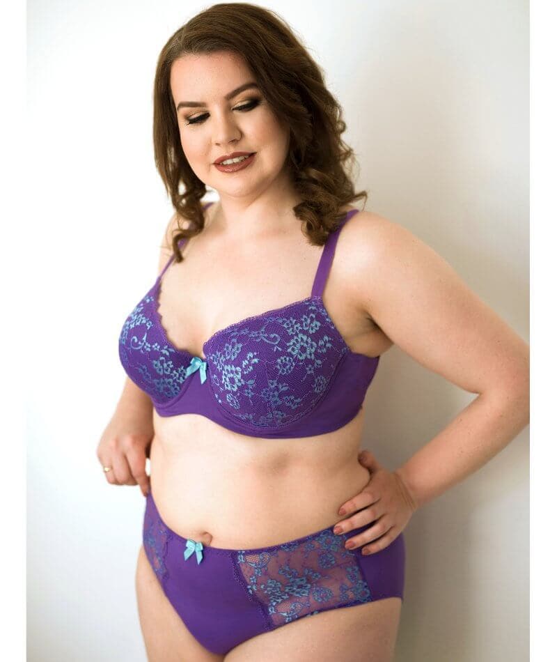 Lady Emprezz Frenchie Padded Shaping Bra - Purple/Aqua - Image 12