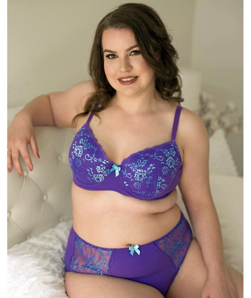 Lady Emprezz Frenchie Padded Shaping Bra - Purple/Aqua - Image 6