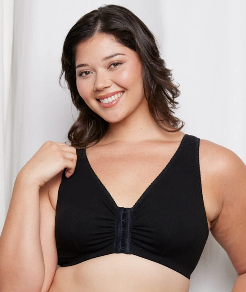 Leading Lady The Meryl Cotton Front Opening Wire-free Leisure Bra - Black - Image 5