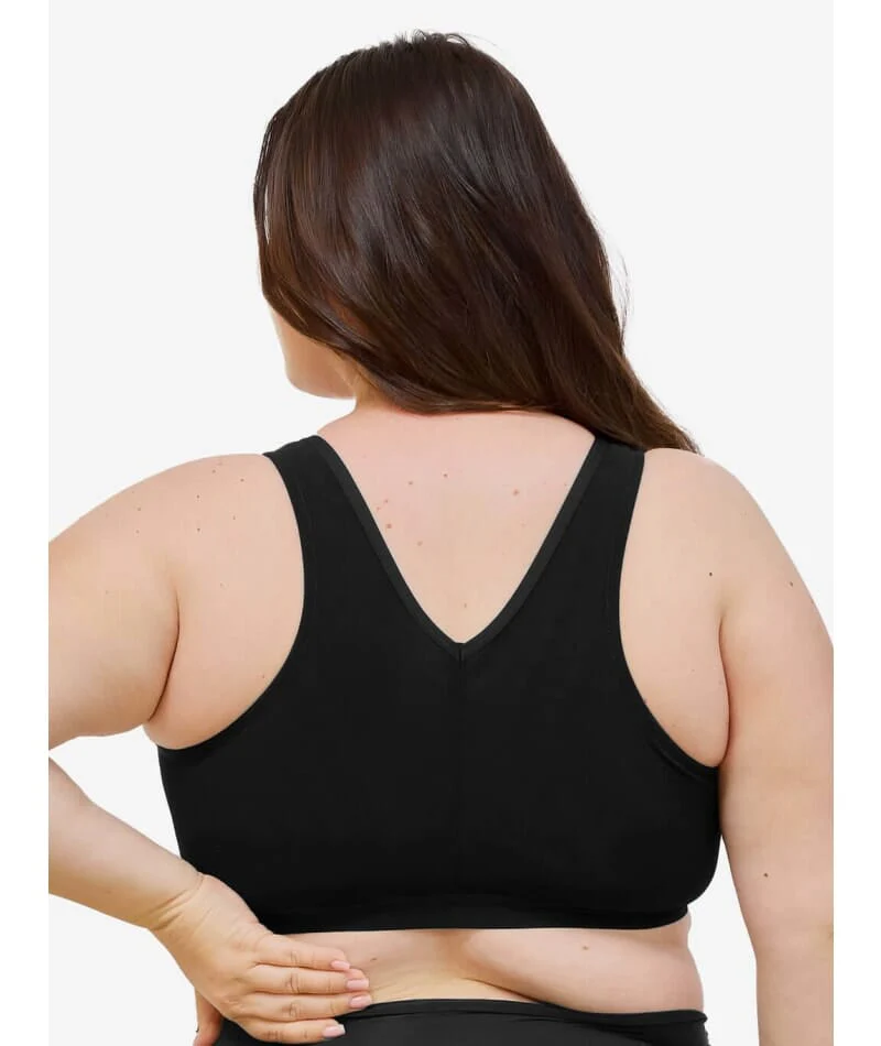 Leading Lady Harper Plus Size Back Smoothing Wire-free Front Close Bra - Black - Image 2