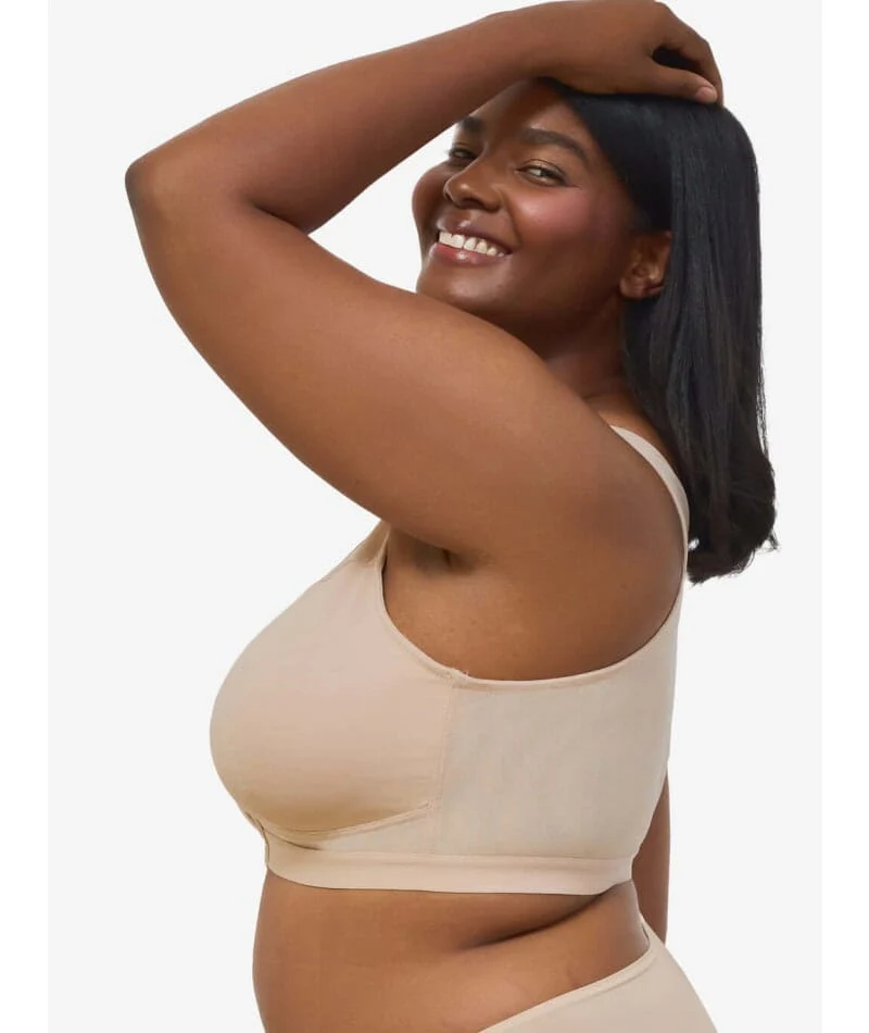 Leading Lady Harper Plus Size Back Smoothing Wire-free Front Close Bra - Sand - Image 3