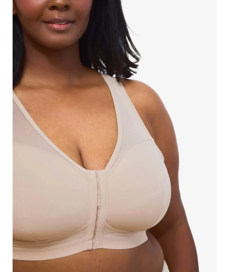 Leading Lady Harper Plus Size Back Smoothing Wire-free Front Close Bra - Sand - Image 4