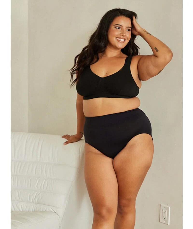 Leading Lady The Evie Plus Size Wire-free Cotton Comfort Bra - Black - Image 4