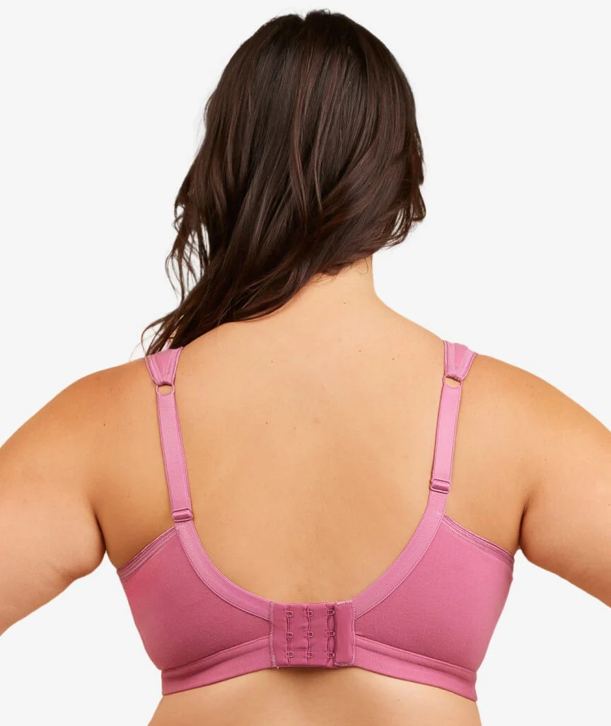 Leading Lady The Evie Plus Size Wire-free Cotton Comfort Bra - Raspberry Rose - Image 2