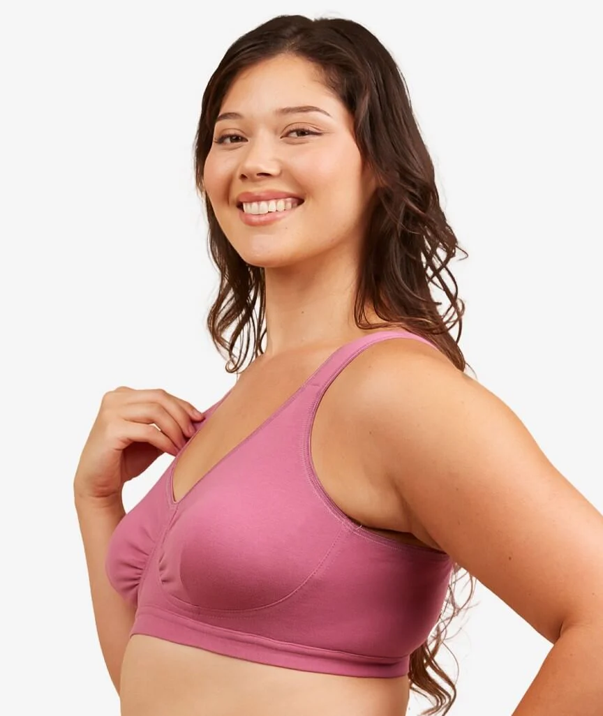 Leading Lady The Evie Plus Size Wire-free Cotton Comfort Bra - Raspberry Rose - Image 3