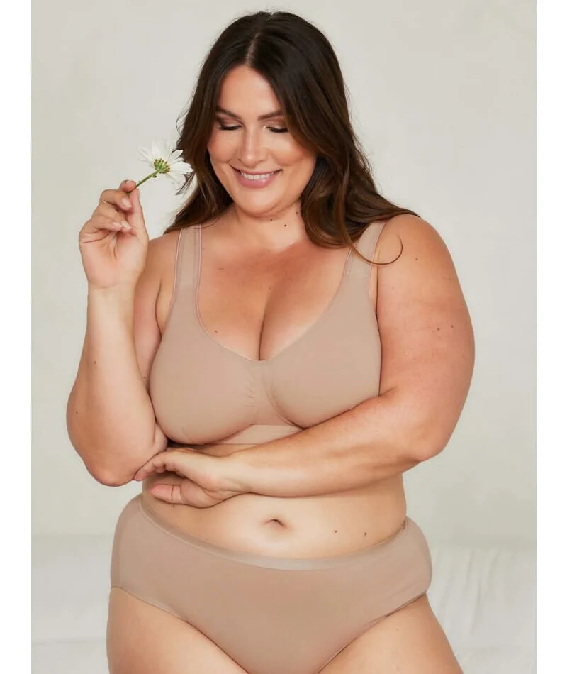 Leading Lady The Evie Plus Size Wire-free Cotton Comfort Bra - Sand - Image 4