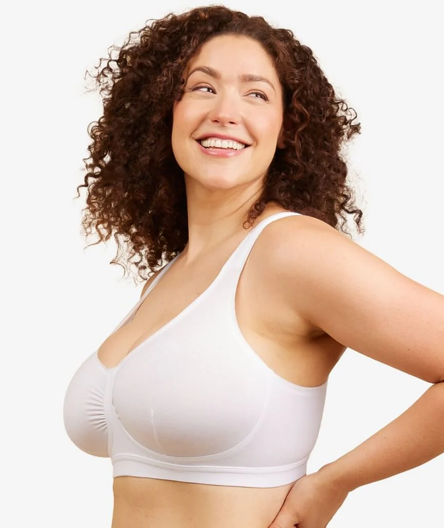 Leading Lady The Evie Plus Size Wire-free Cotton Comfort Bra - White - Image 5