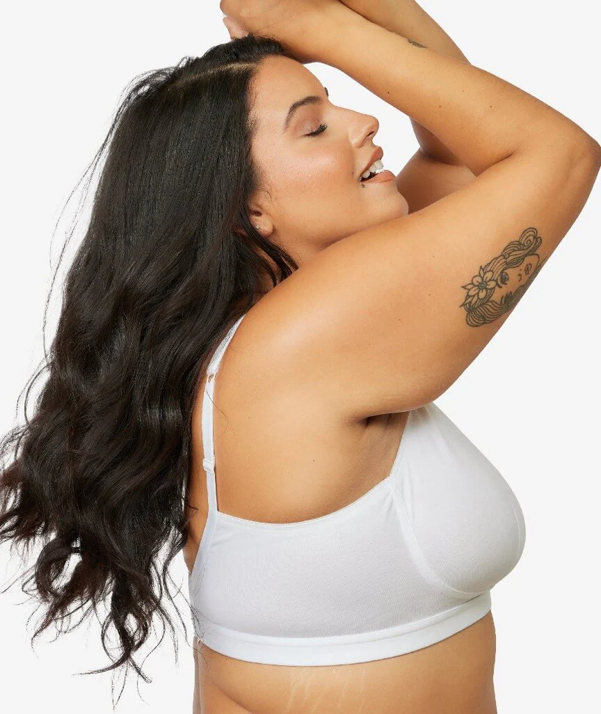 Leading Lady The Evie Plus Size Wire-free Cotton Comfort Bra - White - Image 6