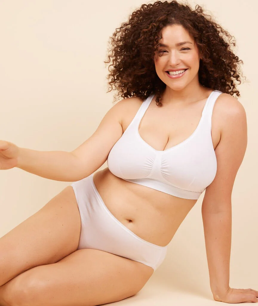 Leading Lady The Evie Plus Size Wire-free Cotton Comfort Bra - White - Image 8