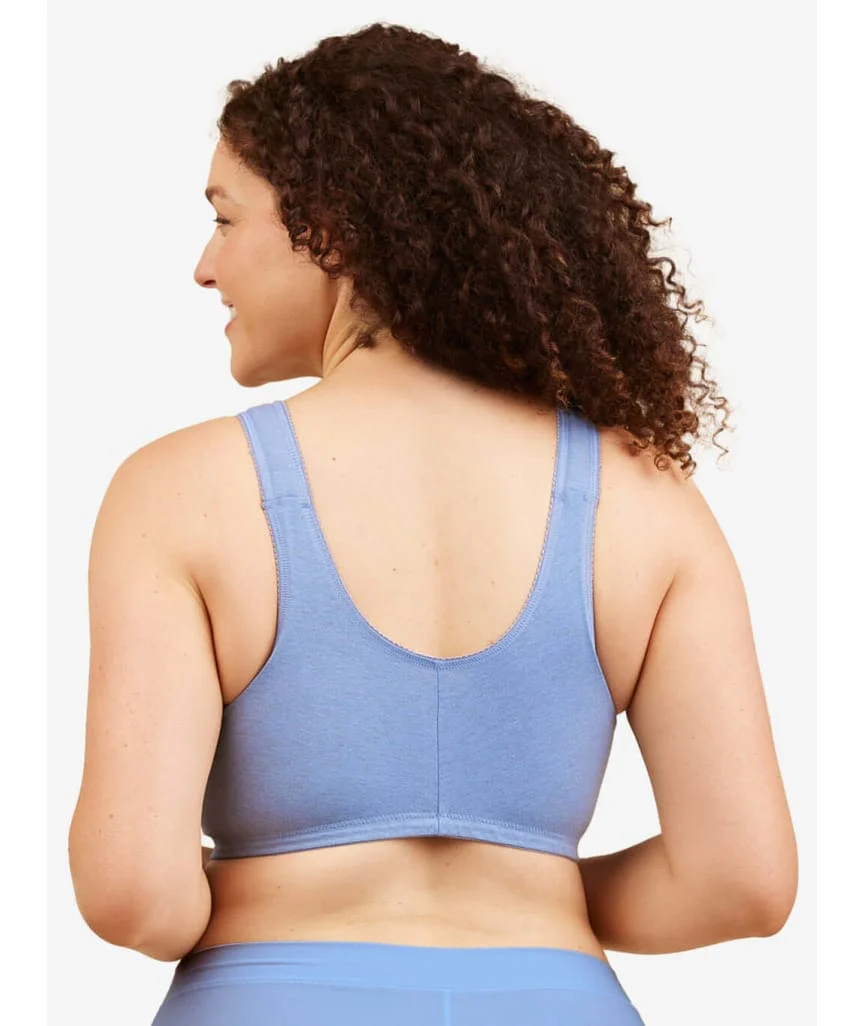 Leading Lady The Meryl Cotton Front Opening Wire-free Leisure Bra - Heather Denim Blue - Image 2