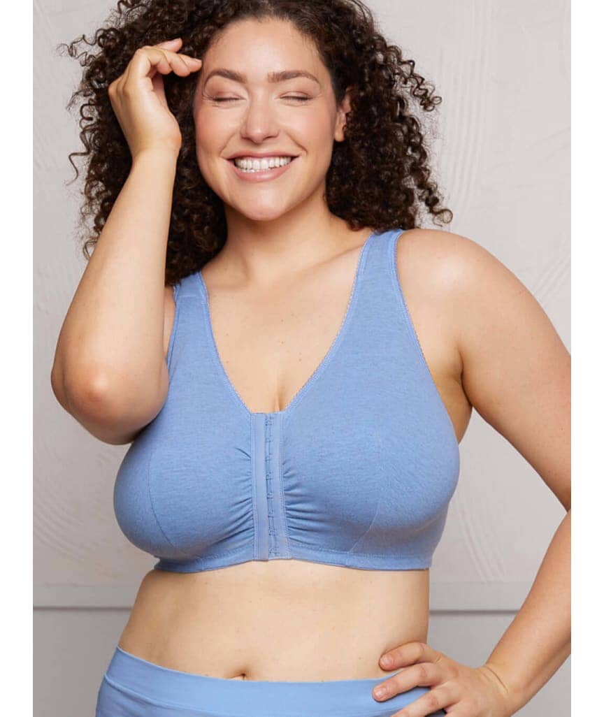 Leading Lady The Meryl Cotton Front Opening Wire-free Leisure Bra - Heather Denim Blue - Image 4