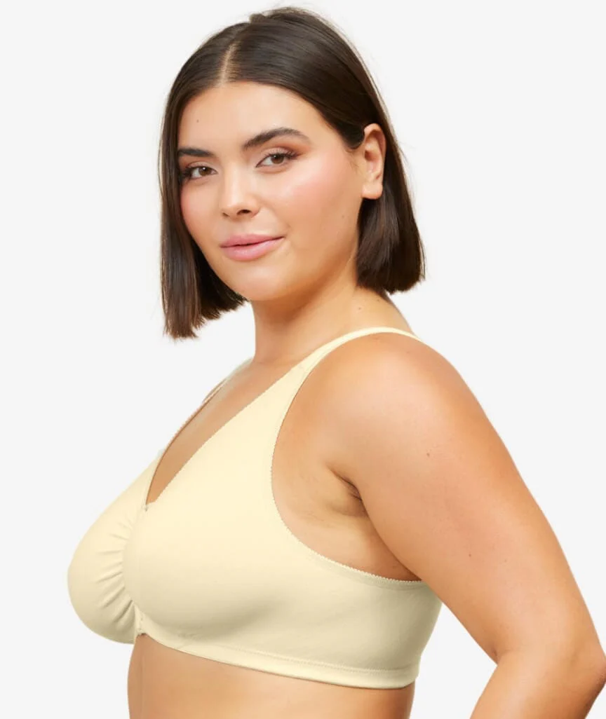 Leading Lady The Meryl Cotton Front Opening Wire-free Leisure Bra - Ecru - Image 3