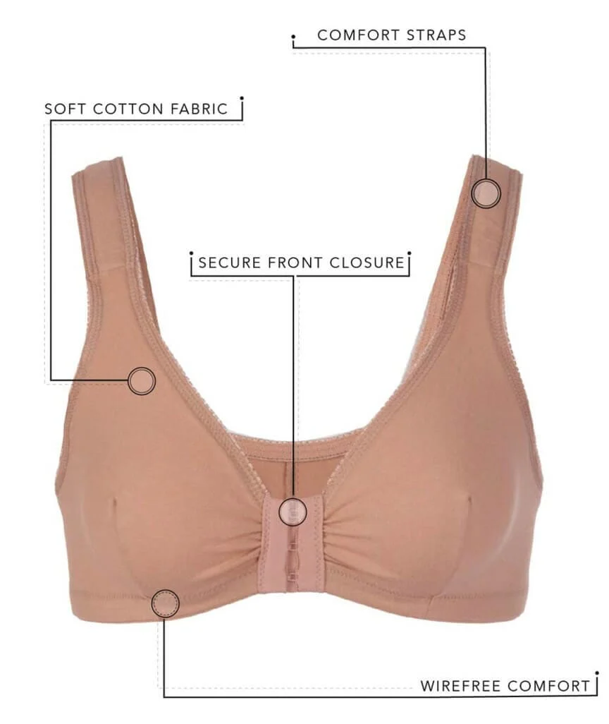 Leading Lady The Meryl Cotton Front Opening Wire-free Leisure Bra - Ecru - Image 6