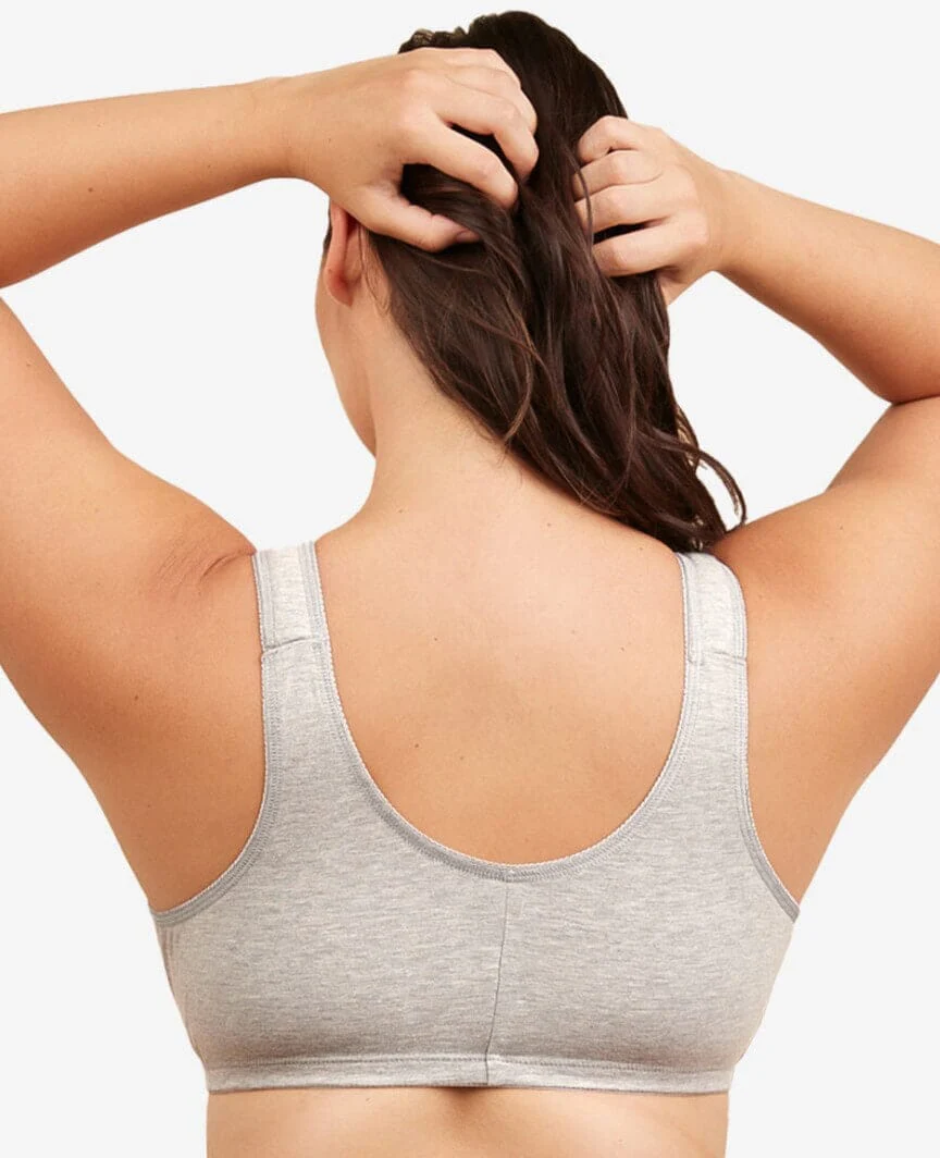 Leading Lady The Meryl Cotton Front Opening Wire-free Leisure Bra - Grey - Image 2