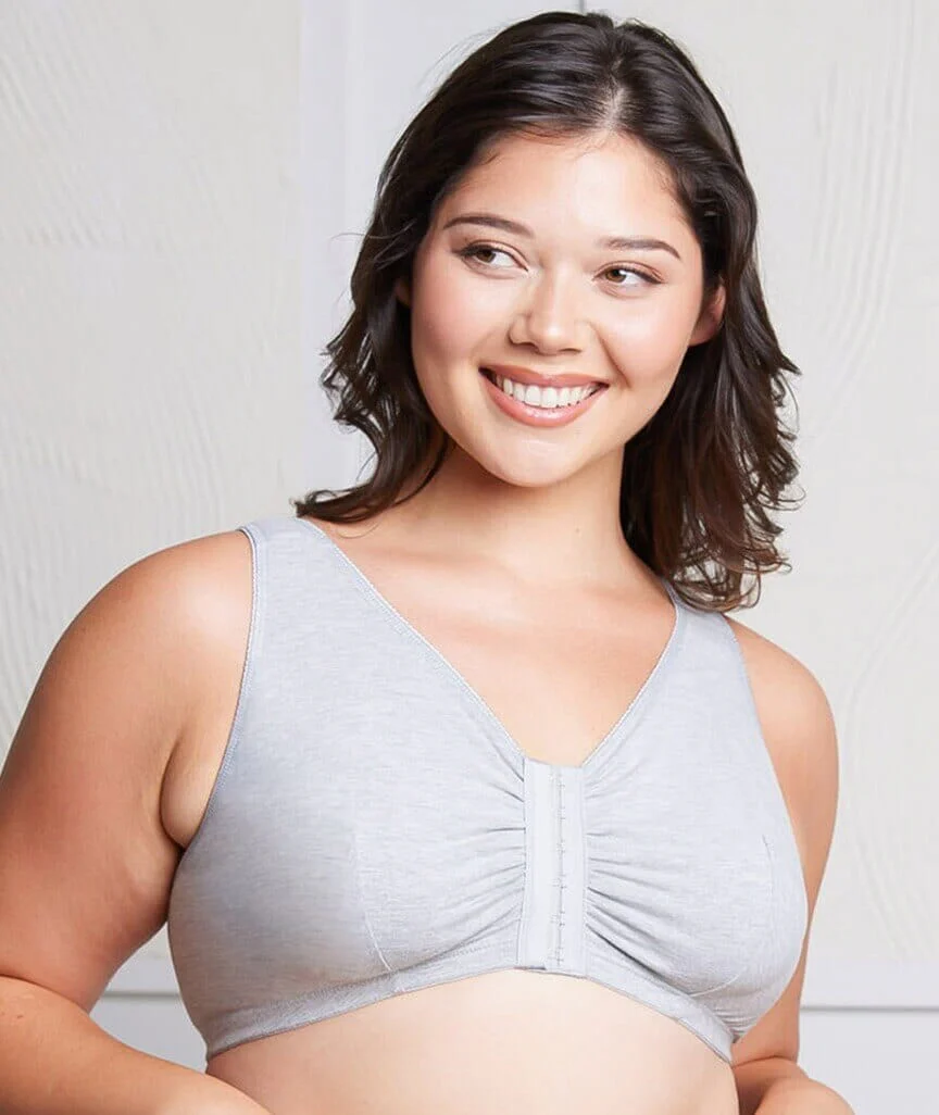 Leading Lady The Meryl Cotton Front Opening Wire-free Leisure Bra - Grey - Image 4