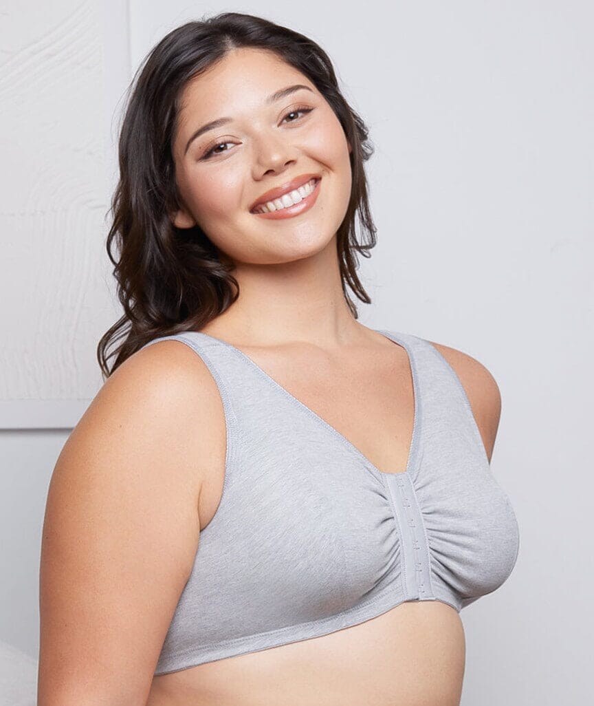 Leading Lady The Meryl Cotton Front Opening Wire-free Leisure Bra - Grey - Image 6
