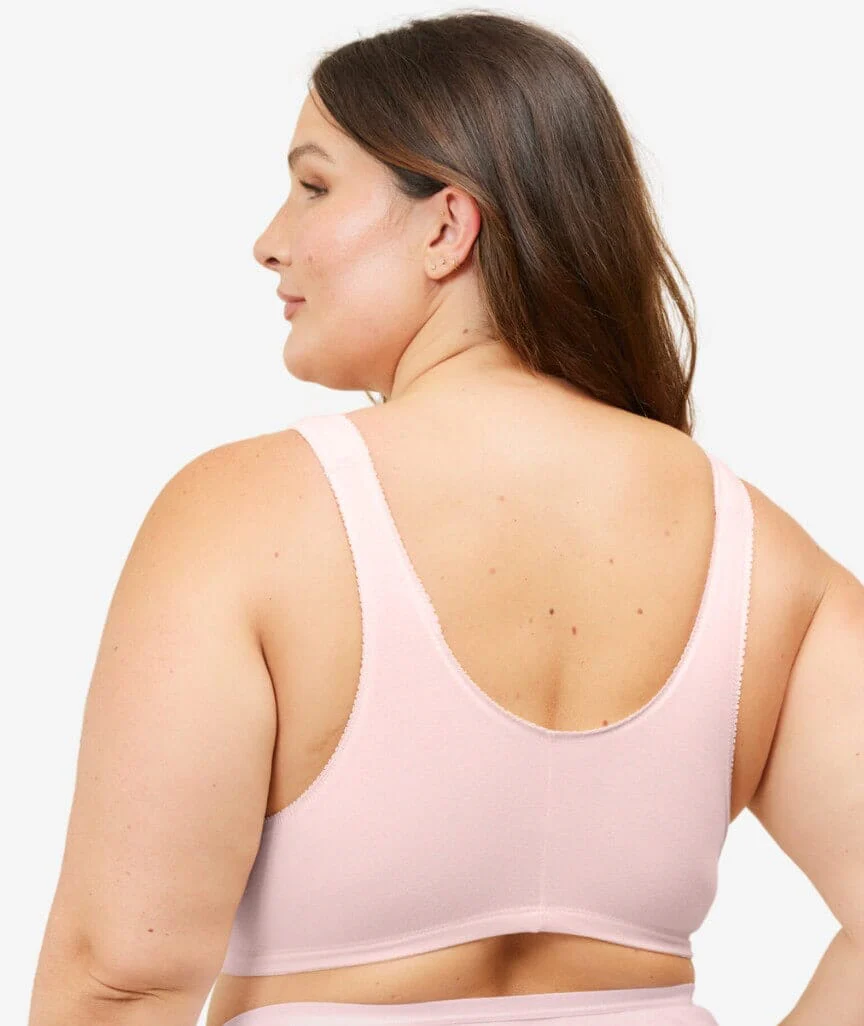 Leading Lady The Meryl Cotton Front Opening Wire-free Leisure Bra - Soft Pink - Image 2