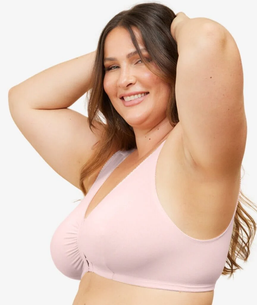 Leading Lady The Meryl Cotton Front Opening Wire-free Leisure Bra - Soft Pink - Image 3