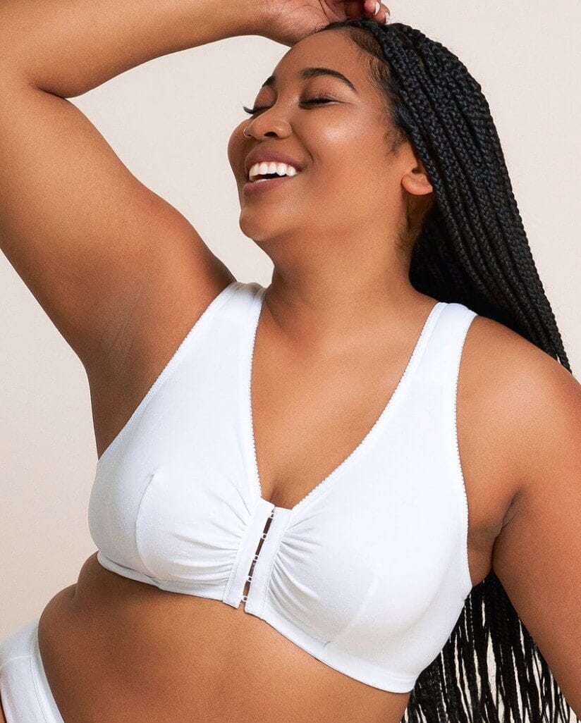 Leading Lady The Meryl Cotton Front Opening Wire-free Leisure Bra - White - Image 5