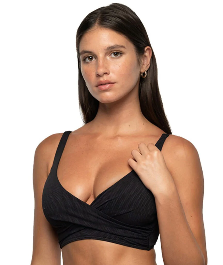 Nip Tuck Must Haves Louise Cross Front Bikini Top - Black - Image 5