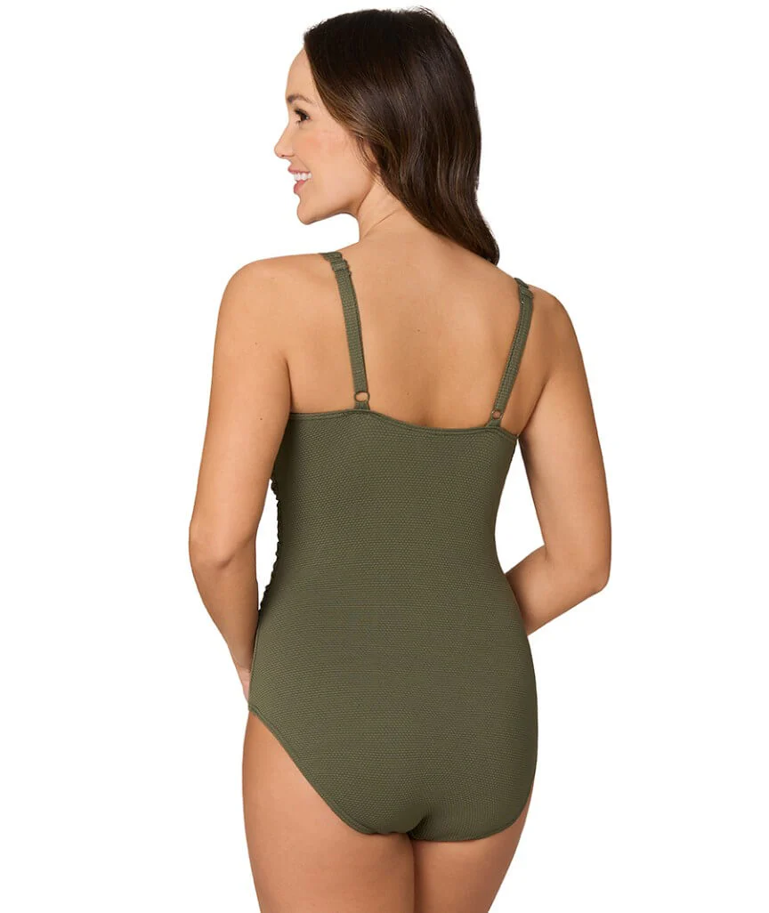 Nip Tuck Must Haves Louise Cross Front One Piece Swimsuit - Olive - Image 2