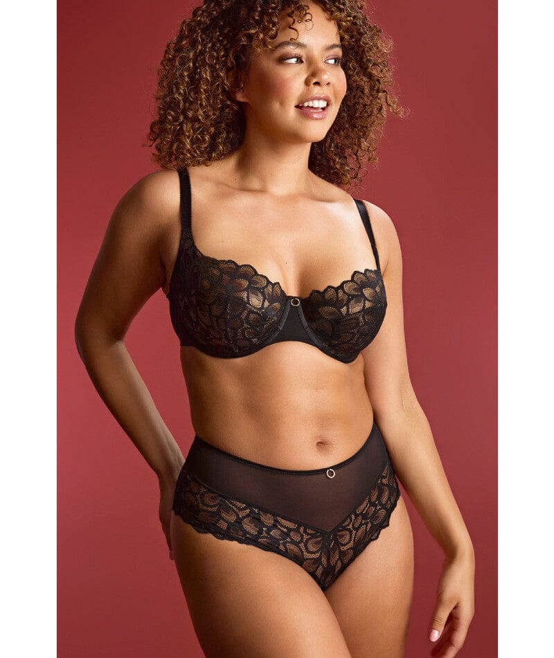 Panache Allure Underwired Demi Balcony Bra - Black / Latte - Image 3