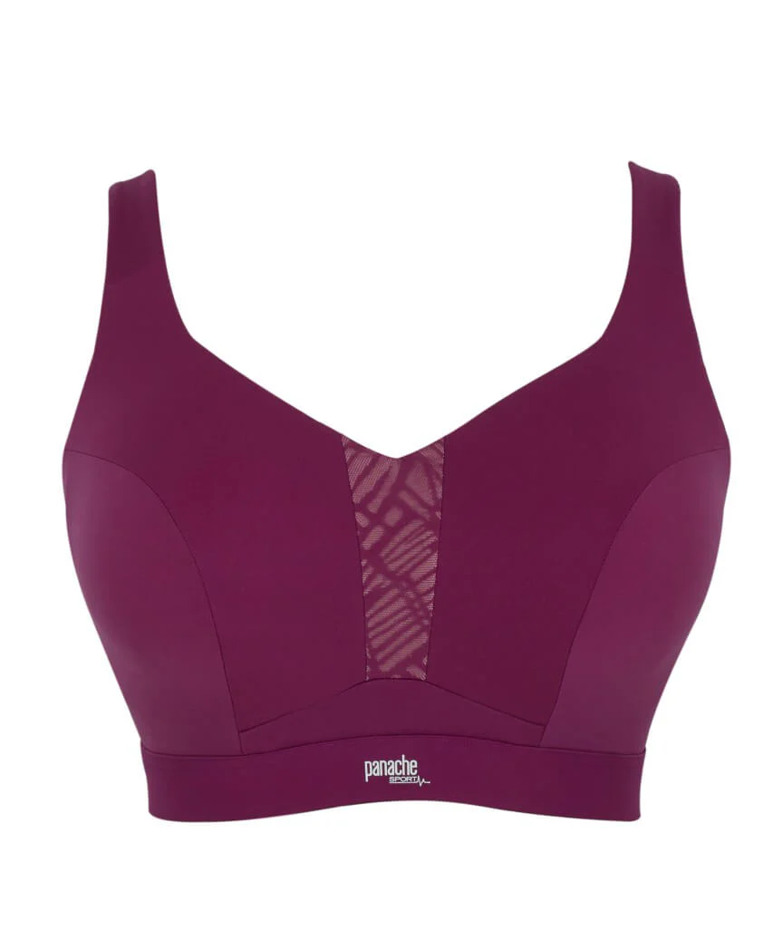 Panache Sport Endurance Ultra Perform Non Padded Underwire Sports Bra - Berry/Chalk - Image 7