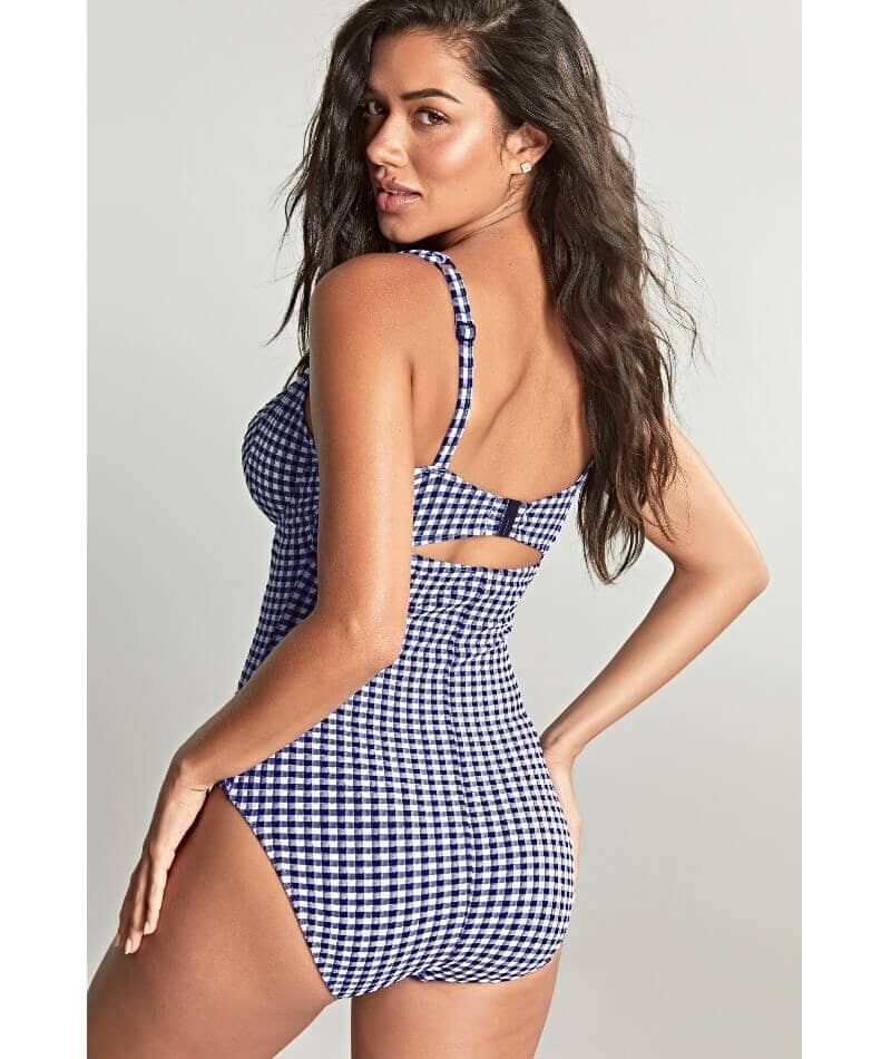 Panache Swimwear Gingham Paloma Balconnet Underwire One Piece Swimsuit - Navy Gingham - Image 2