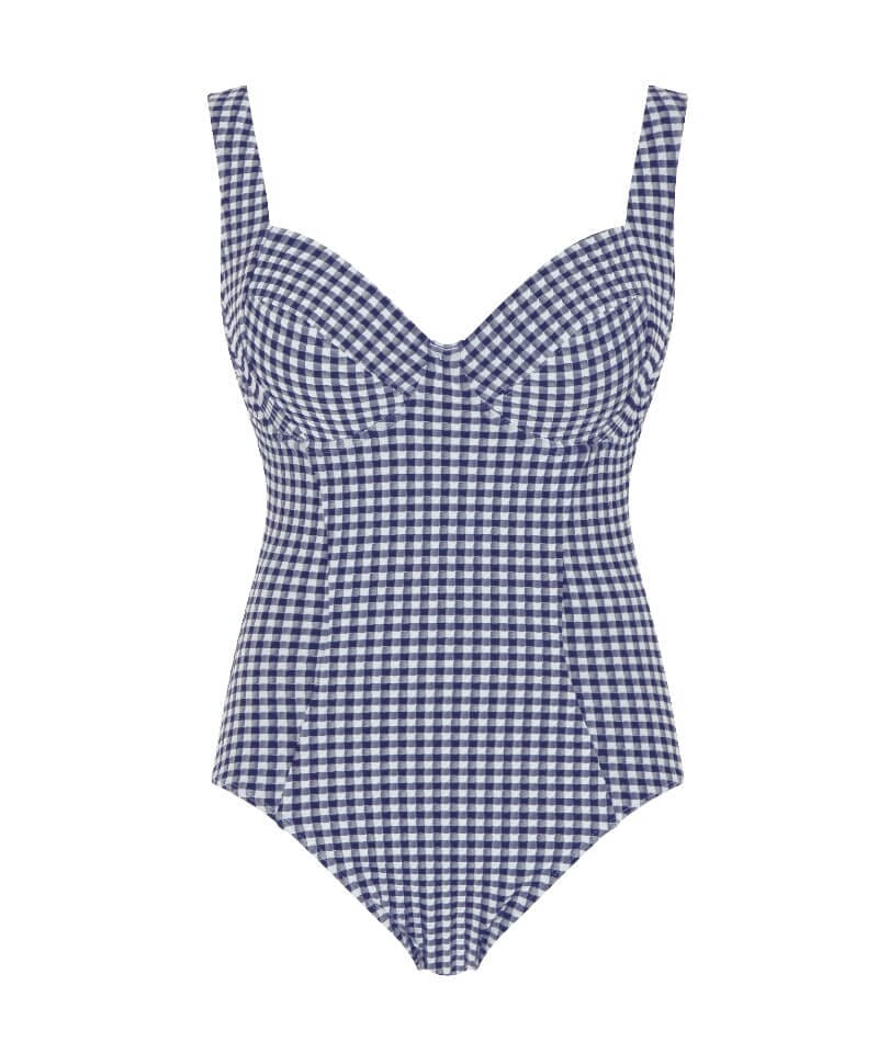 Panache Swimwear Gingham Paloma Balconnet Underwire One Piece Swimsuit - Navy Gingham - Image 4