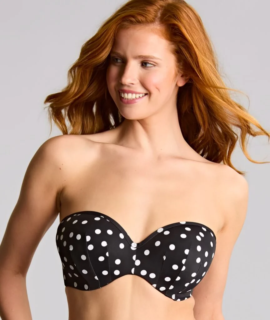 Panache Swimwear Scarlett - Bandeau Underwired Bikini Top- Polka Dot Print - Image 6