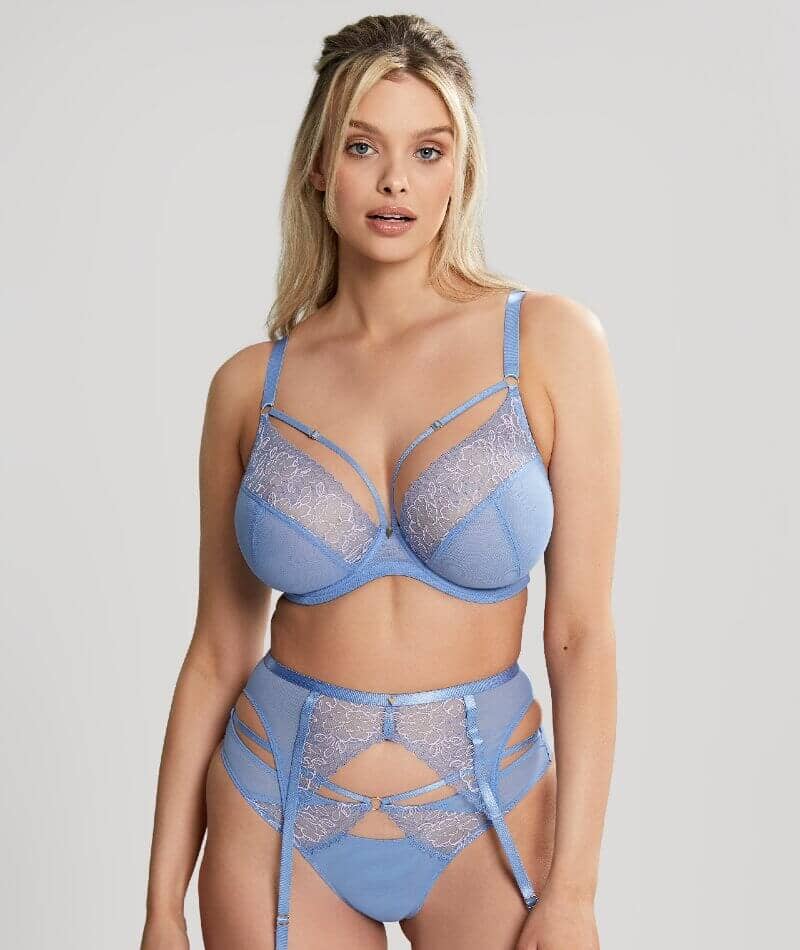 Panache Valentina Luxe Suspender Belt - Denim Blue - Image 4