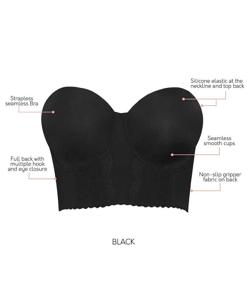 Parfait Elissa Seamless Underwire Padded Longline Strapless Bra - Black - Image 5