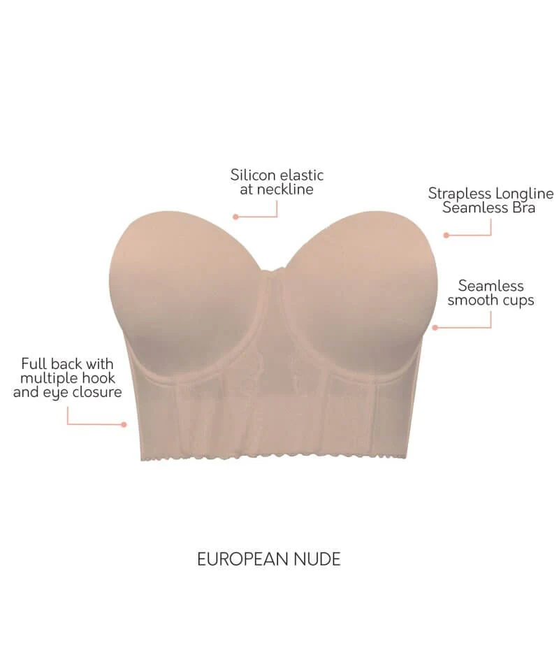 Parfait Elissa Seamless Underwire Padded Longline Strapless Bra - European Nude - Image 5