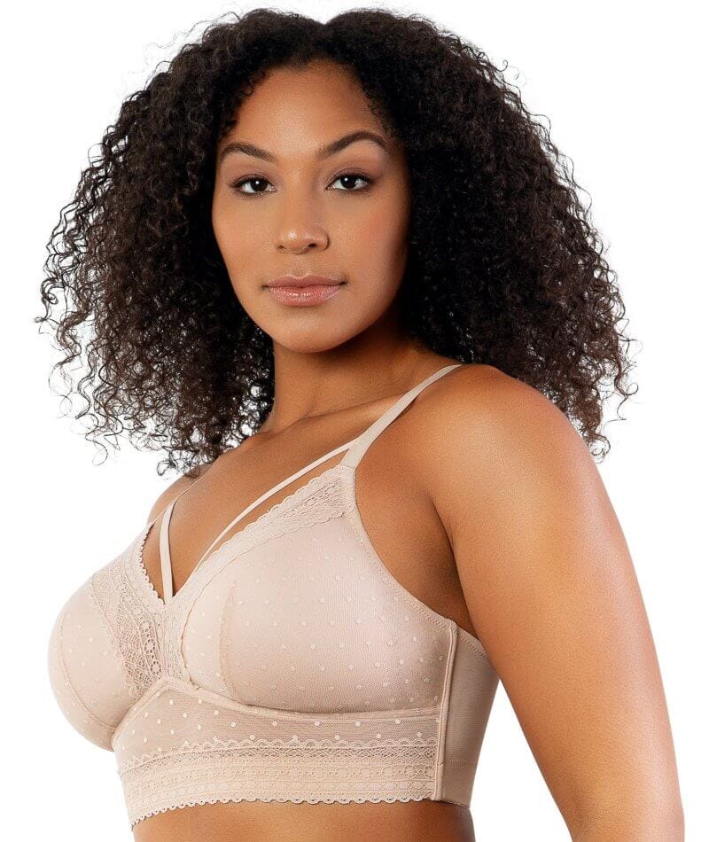 Parfait Mia Dot Wire-Free Longline Padded Lace Bralette - Cameo Rose - Image 4
