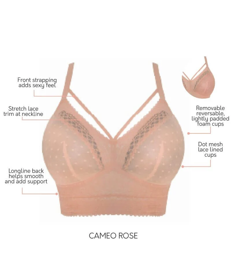 Parfait Mia Dot Wire-Free Longline Padded Lace Bralette - Cameo Rose - Image 5
